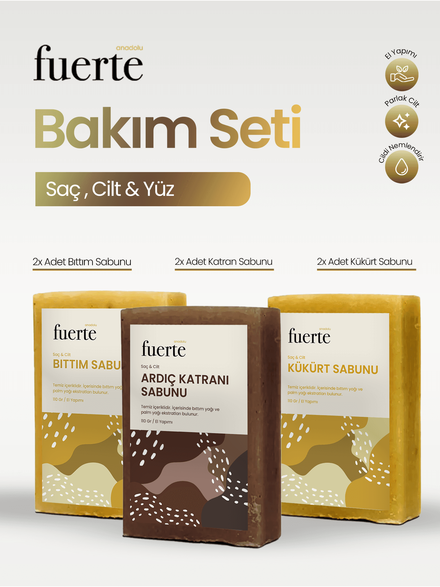 urun-seti Doğal Bakım Seti (Bıttım, Ardıç Katranı, Kükürt) - Saç, Cilt ve Yüz İçin Tam Koruma - Görsel 1